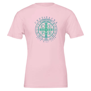St. Benedict Medal Teal Gradient T-Shirt - view 6