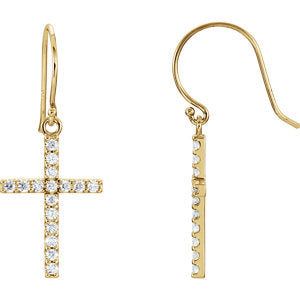 14K Gold 1/2 CTW Diamond Cross Earrings
