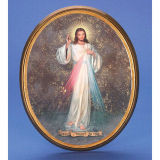 Large Oval Wooden Divine Mercy Plaque- 17" Boxed