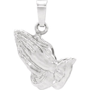 Sterling Silver 18.75x16 MM Praying Hands Pendant