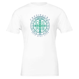 St. Benedict Medal Teal and Blue T-Shirt - view 7