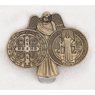 3-pack - Saint Benedict - Guardian Angel - Brass Tone - Visor Clip