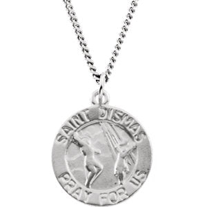 Sterling Silver 15 MM Round St. Dismas 18" Necklace