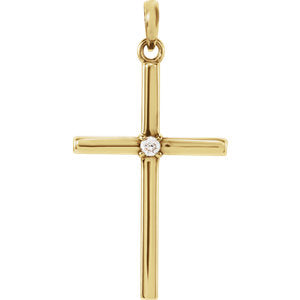 14K Gold 26.5x13.75 MM .02 CTW Diamond Cross Pendant