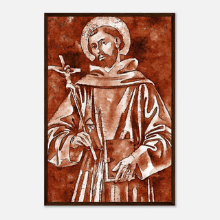 Sepia Franciscan Saint with Crucifix Framed Print - view 23