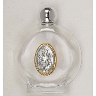 3-pack - Large 4 oz Saint Francis Glass Holy Water Bottle with Two Tone Medal