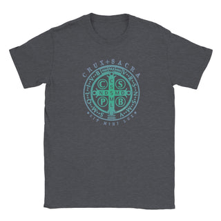 St. Benedict Medal Cross Teal and Aqua T-Shirt - view 3