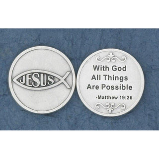 Bulk Christian Token - Jesus Fish - With God