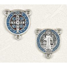 12-Pack - Enameled Light Blue/Red 3/4 inch Saint Benedict Pendant Center