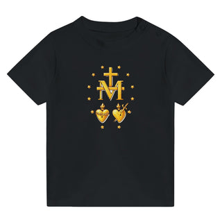 Miraculous Medal Two Hearts Gold Baby T-Shirt - view 2