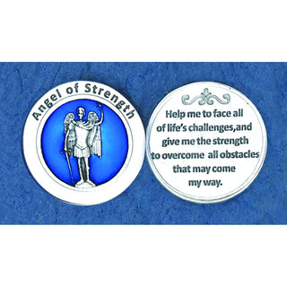 Bulk Blue Enamel Angel of Strength Token