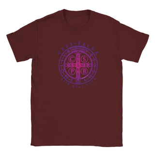 St. Benedict Medal Purple Gradient T-Shirt - view 7