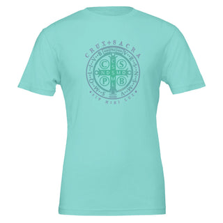 St. Benedict Medal Teal and Blue T-Shirt - view 2