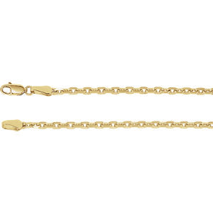 18-inch Diamond Cut Cable Chain with Lobster Clasp - 14K Yellow Gold
