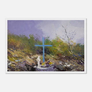Abstract Teal Cross Landscape Framed Print - view 8
