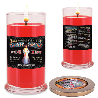 Divine Mercy Apple Scented Prayer Candle - Deluxe Pillar Jar