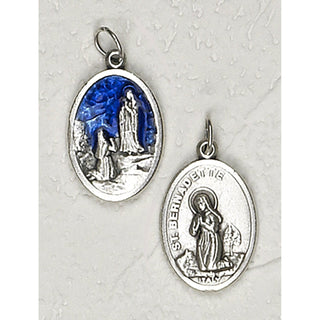 Bulk Lady of Lourdes Double Sided Blue Enamel Medals