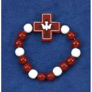 6-pack - Red Stretch Wood Confirmation Bracelet