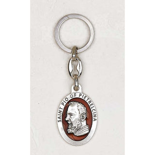 6-pack - Saint Padre Pio Oval Enameled Key Chain