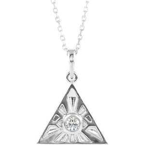 Platinum 1/10 CTW Diamond Eye of Providence 16-18" Necklace