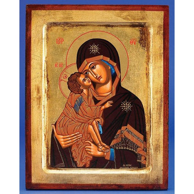 Lady of Vladimir (Mary with Jesus)- Hand-Carved and Painted