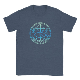 Aqua IHS Cross and Anchor Emblem T-Shirt