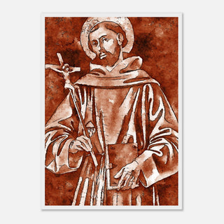 Sepia Franciscan Saint with Crucifix Framed Print - view 5