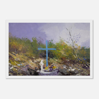 Abstract Teal Cross Landscape Framed Print - view 3