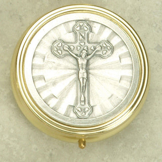 Silver and Gold Tone Pyx with Crucifix