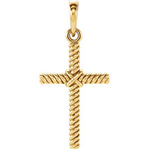 14K Gold 17.5x11.3 MM Rope Cross Pendant
