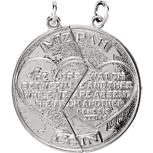 14K White Miz Pah Coin Right Pendant