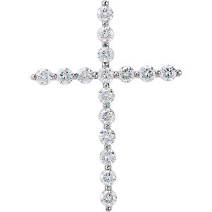 14K White 1 5/8 CTW Diamond Cross Pendant