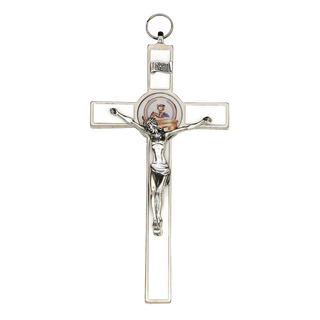 8 inch White Enamel Communion Cross