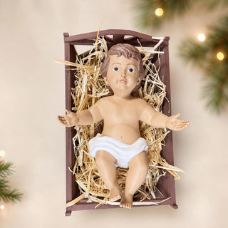 Nativity Scene Decoration Christmas Figurine Handmade Religious Decor Baby Jesus Statue Manger Straw Display Holy Family Gift New Parent