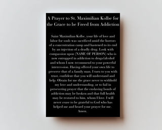 Prayer to Maximilian Kolbe for the Grace to be Freed From Addiction Premium Metal Prayer Card