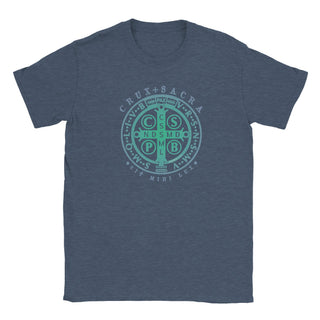St. Benedict Medal Teal Gradient T-Shirt