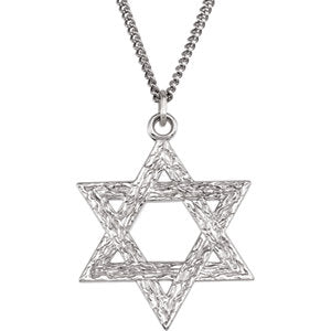 Sterling Silver  25.25x22.75 MM Star of David 18" Necklace