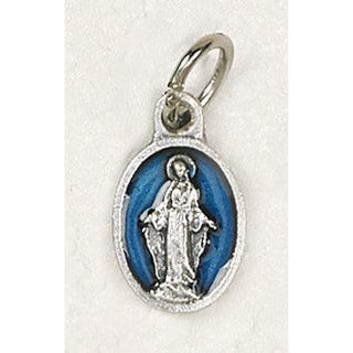 Bulk Miraculous Oval Blue Enamel Bracelet Medals