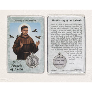 Bulk St. Francis Prayer Card with Medals - Healing Saint for Sick Animals