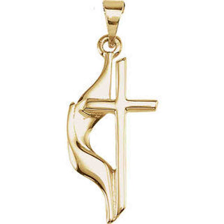 14K Gold 19x10 MM Methodist Cross Pendant