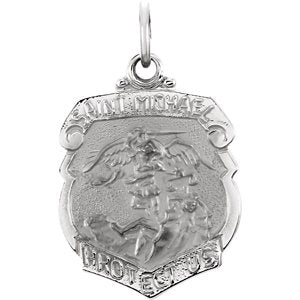 14K White 16.5x14 MM St. Michael Medal