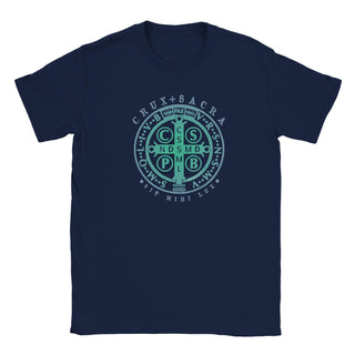 St. Benedict Medal Cross Teal and Aqua T-Shirt - view 14