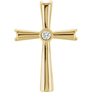 14K Gold .04 CTW Diamond Cross Pendant