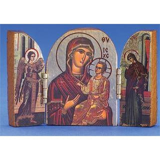 Greek Icon - Triptych- hand-carved- Gold foiled