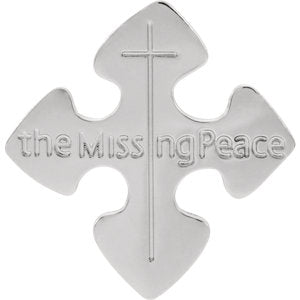 Sterling Silver 24x23 MM Missing Peace Lapel Pin with Box
