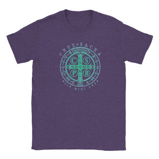 St. Benedict Medal Cross Teal and Aqua T-Shirt - view 11