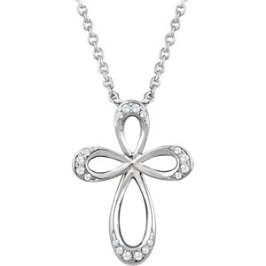 Sterling Silver 1/10 CTW Diamond Cross 18" Necklace