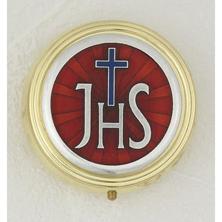 Red Enameled JHS with Cross Pyx