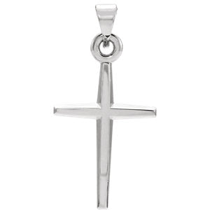 14K White 23.38x11.75 MM Cross Pendant