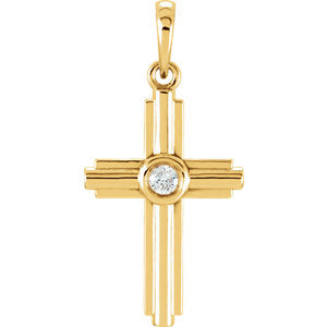 14K Gold .06 CTW Diamond Cross Pendant